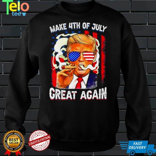 Make 4th of july great again usa flag Trump smoking shirt