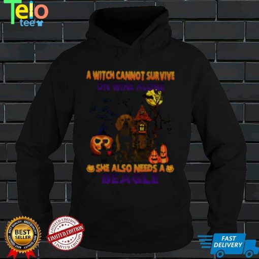 A Witch cannot survive on wine alone she also needs a Beagle Breed Halloween shirt