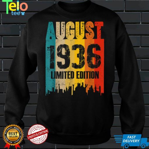August 1936 86 Years Old Birthday Limited Edition Vintage T Shirt