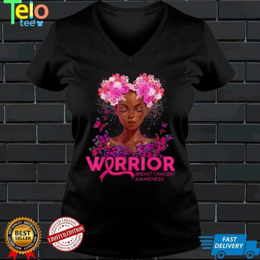 Black Women Queen Breast Cancer Warrior Pink Ribbon Afro T Shirt