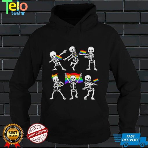 Dancing Skeletons LGBT Gay Rainbow Flag Men Women Halloween Unisex Sweatshirt
