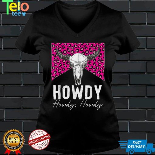 Leopard Howdy Graphic Tee Cowgirl Cowboy Killers Bull Horn T Shirt