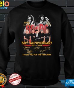 Malcolm Young And Bon Scott Ac Dc 50th Anniversary 1973 2023 Thank You For The Memories Signatures T shirt