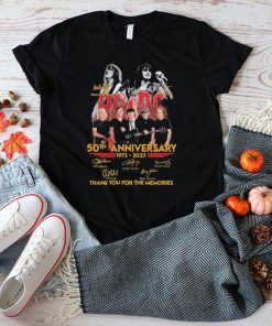 Malcolm Young And Bon Scott Ac Dc 50th Anniversary 1973 2023 Thank You For The Memories Signatures T shirt
