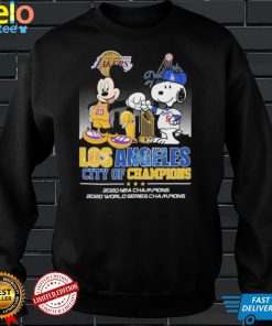 Mickey Mouse And Snoopy Los Angeles City Of Champions T shirt