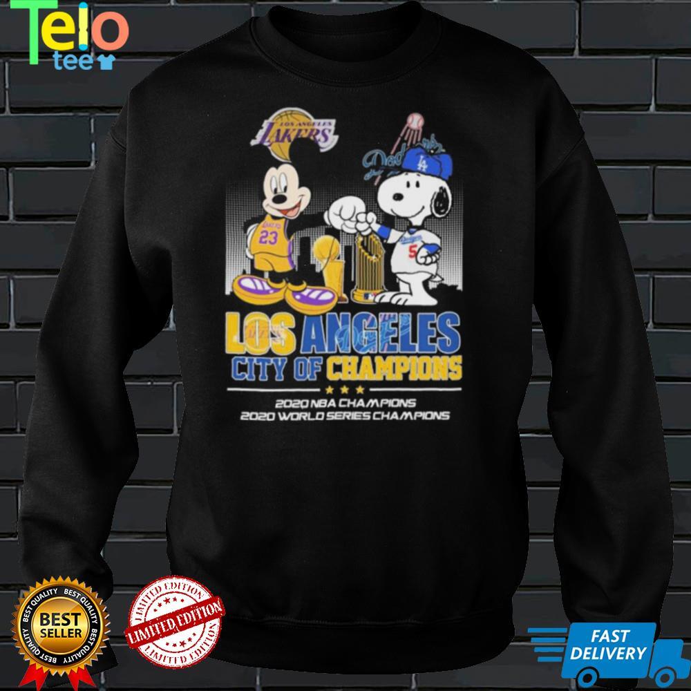 Mickey Mouse And Snoopy Los Angeles City Of Champions T shirt