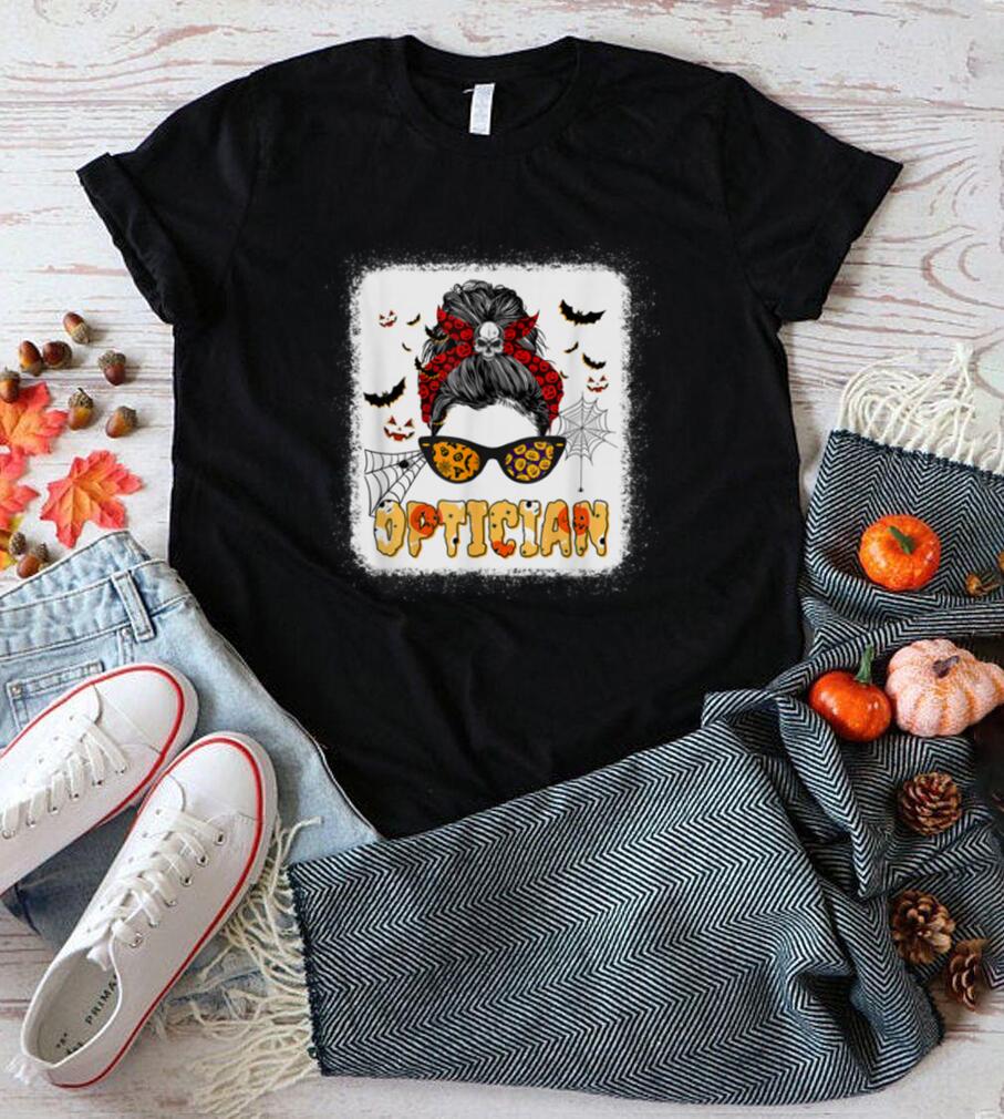 Optician Messy Bun Pumpkin Halloween Spider T Shirt