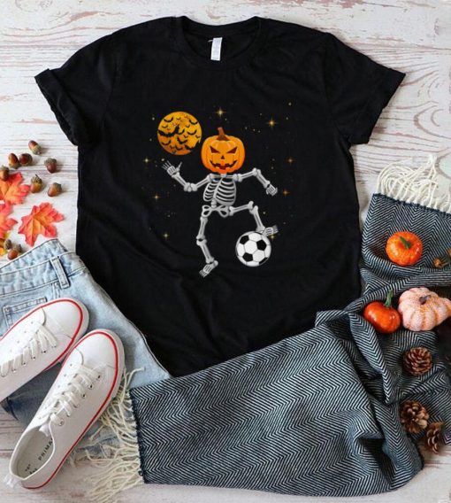 Skeleton Pumpkin Soccer Halloween Boys Girls Kids Men T Shirt