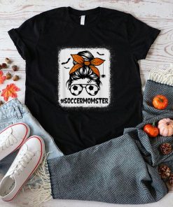 Soccer Momster Shirt For Women Halloween Mom Messy Bun Hair T Shirt