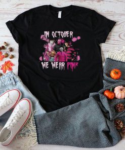 In October We Wear Pink Shirts, Horror Characters Shirt, Custom Halloween Gifts Shirt, Horror Halloween Vintage Movie T Shirt