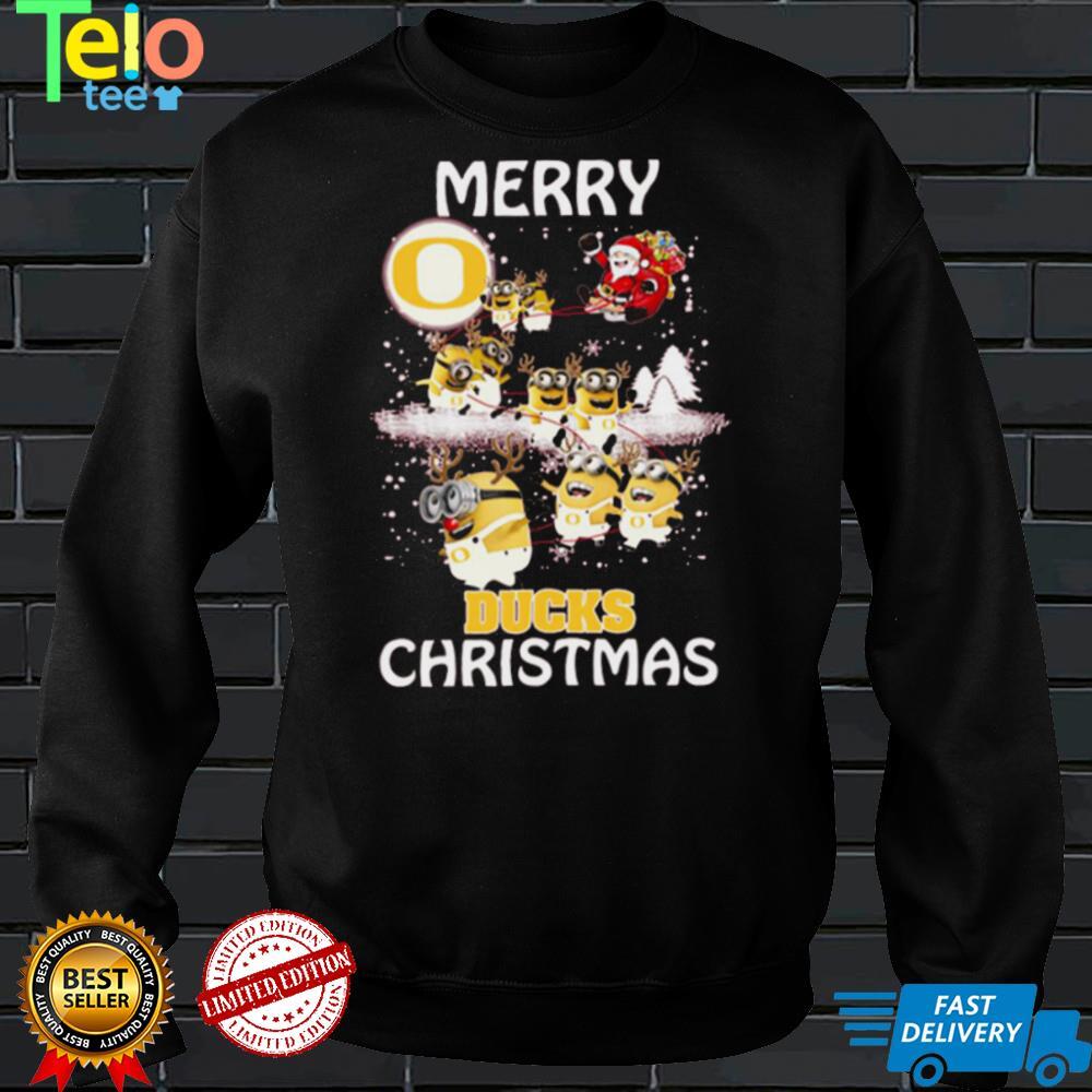 Oregon Ducks Ugly Christmas Sweaters Minions Santa Claus Merry Christmas Oregon Ducks T Shirt
