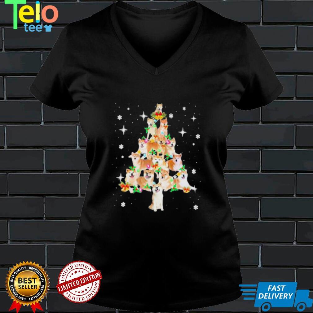 Official Akita Tree Christmas Lights Pajama Lover shirt