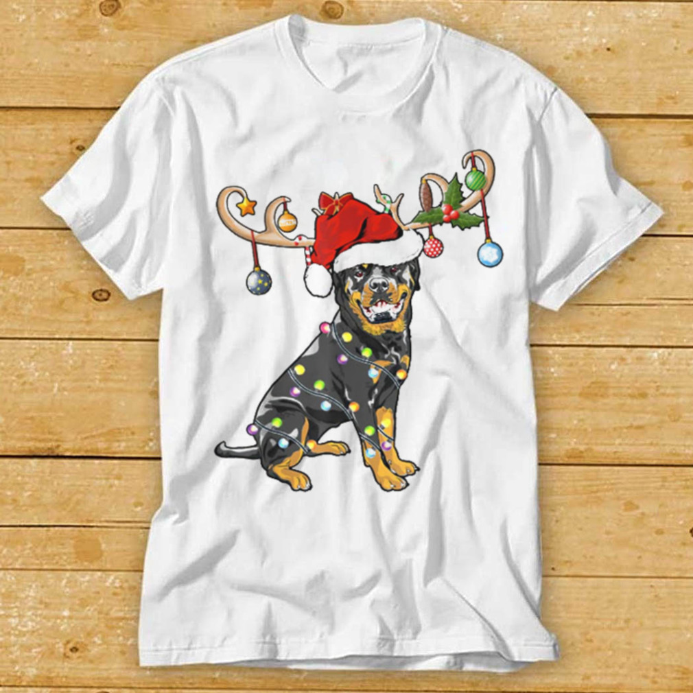 Christmas Reindeer Rottweiler Dog T Shirt