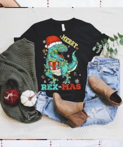 Merry Rex Mas Dinosaur Santa Christmas Tree Lights Shirt