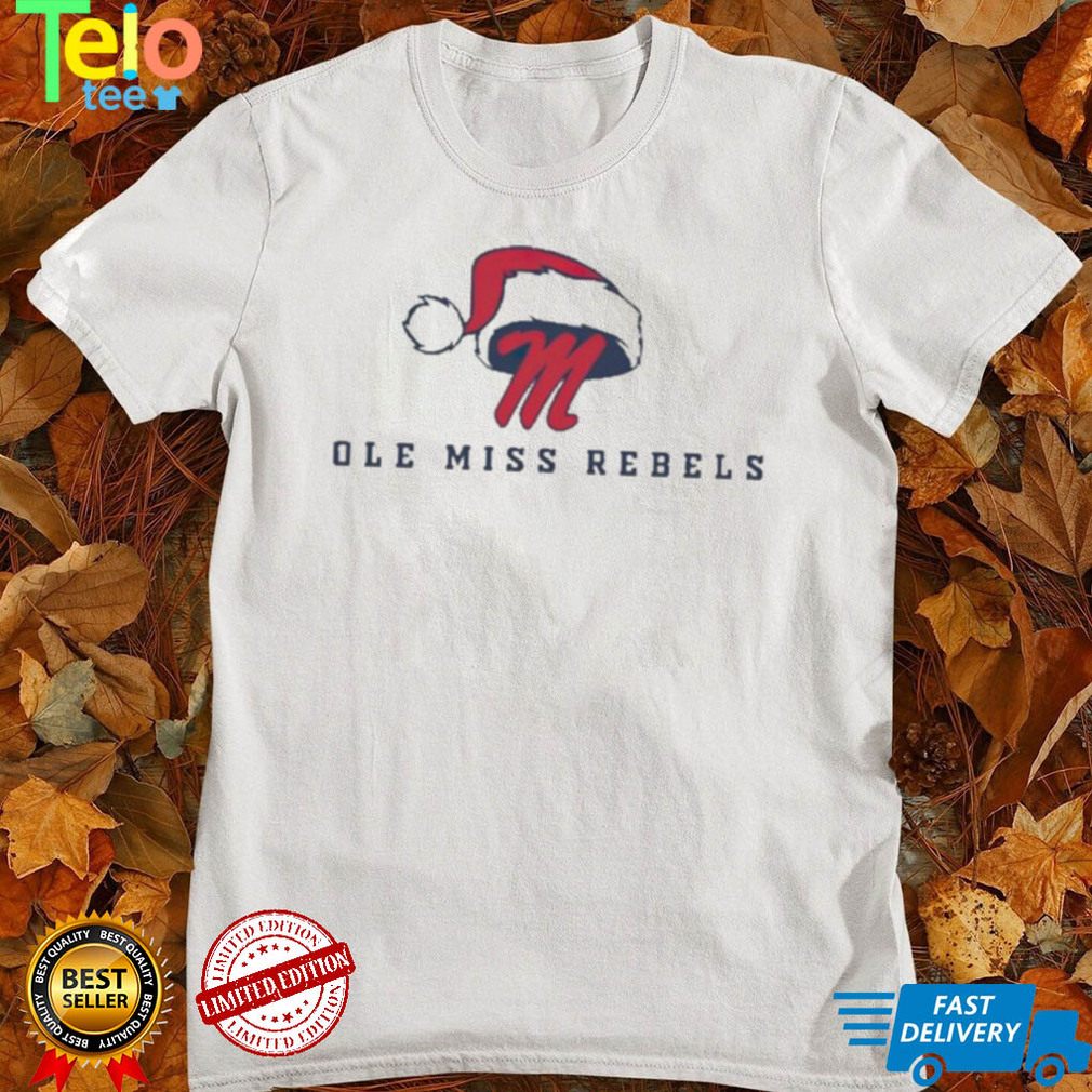 Ole Miss Rebels Football logo with santa hat t shirt