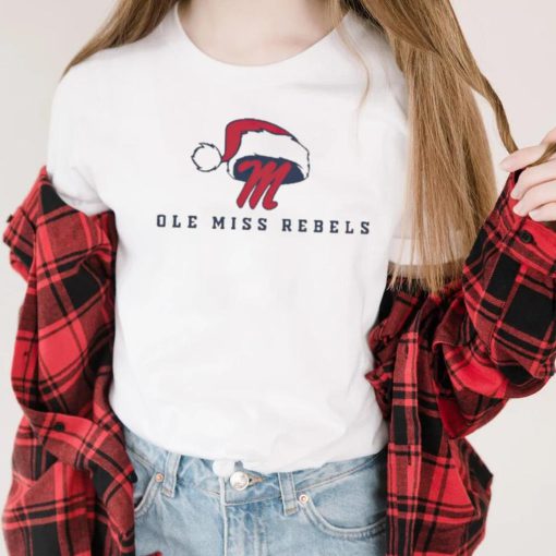 Ole Miss Rebels Football logo with santa hat t shirt