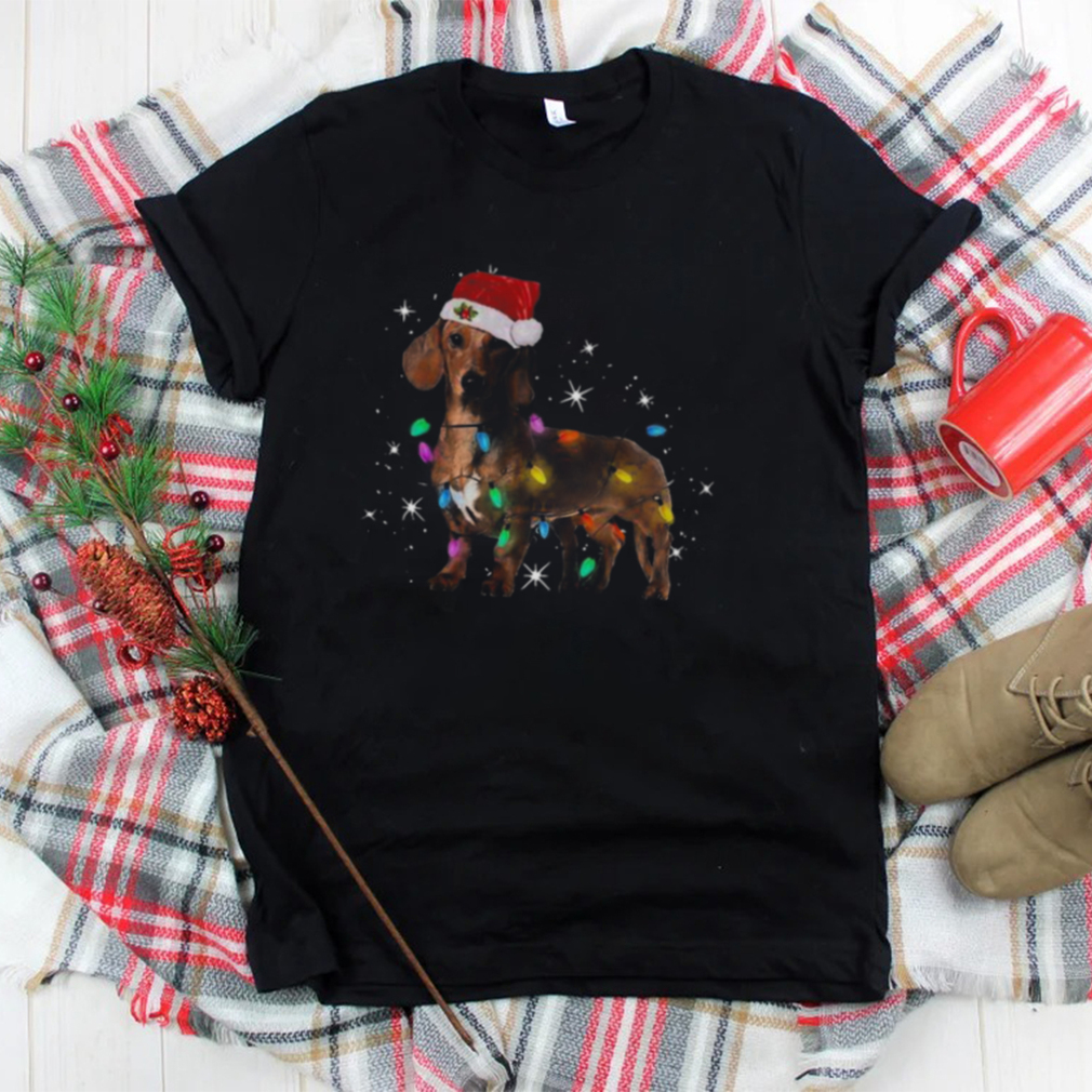 Dachshund Santa Christmas Light shirt