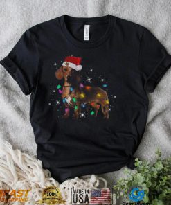 Dachshund Santa Christmas Light shirt