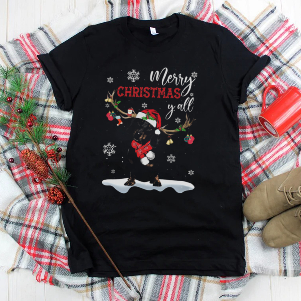 Dachshund Santa Reindeer Merry Christmas Y’all shirt