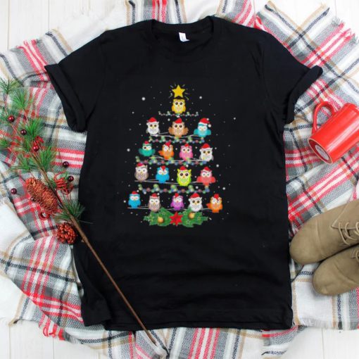 Owl Christmas tree lights xmas pajama gifts for owl lovers ugly Christmas sweater