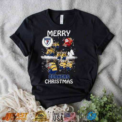 Penn Quakers Minion Santa Claus With Sleigh Christmas Sweatshirt
