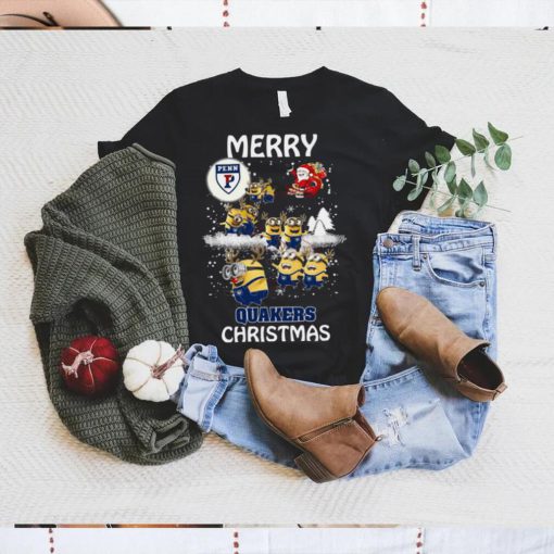 Penn Quakers Minion Santa Claus With Sleigh Christmas Sweatshirt
