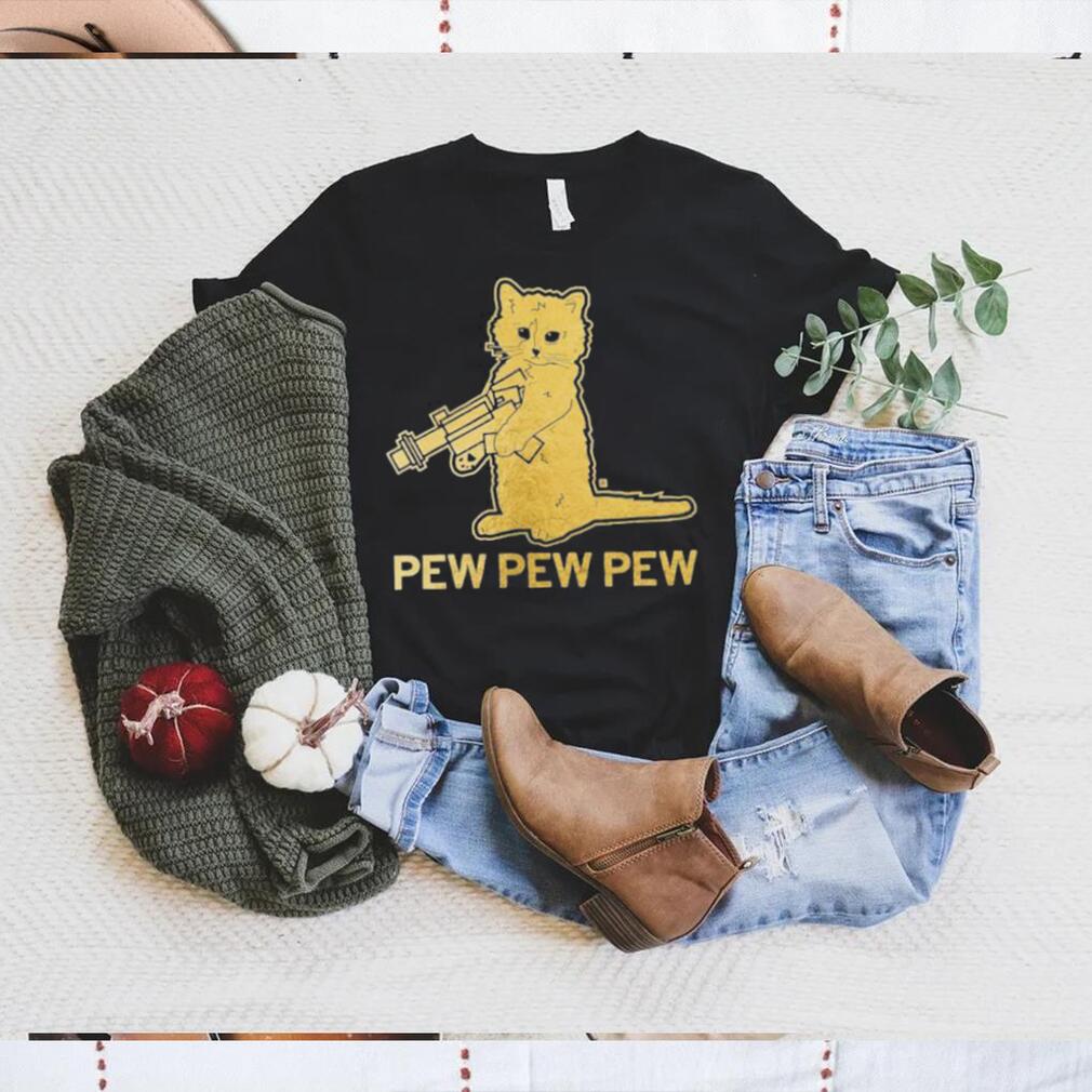 Pew pew pew gold foil cat shirt