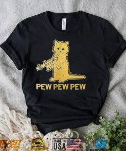 Pew pew pew gold foil cat shirt