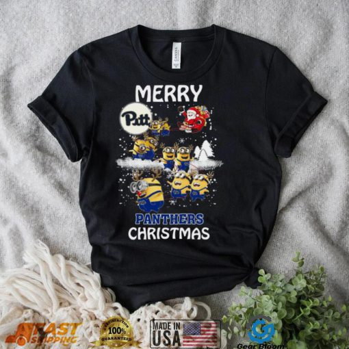 Pittsburgh Panthers Minion Santa Claus With Sleigh Christmas Sweatshirt