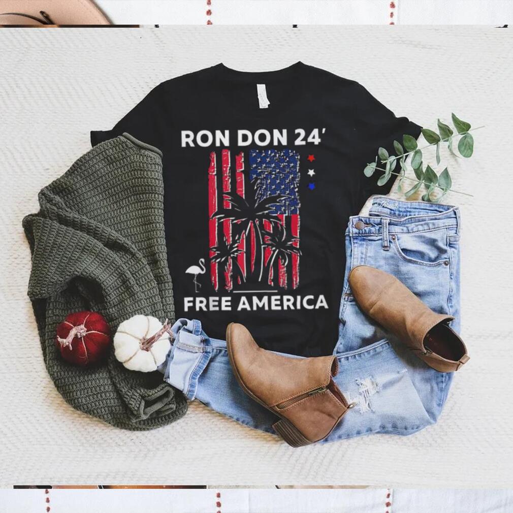 Ron Don 24′ Free America Trump Desantis 2024 American Flag Flamingo Stars Shirt