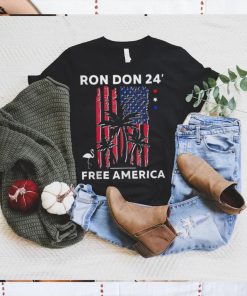 Ron Don 24′ Free America Trump Desantis 2024 American Flag Flamingo Stars Shirt