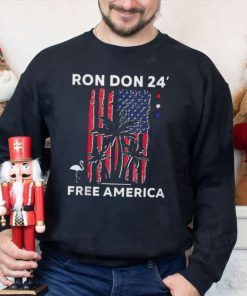 Ron Don 24′ Free America Trump Desantis 2024 American Flag Flamingo Stars Shirt
