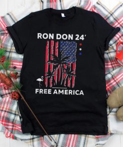 Ron Don 24′ Free America Trump Desantis 2024 American Flag Flamingo Stars Shirt