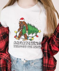 Santa Bigfoot Merry Squatching Through The Snow Christmas Tree Lights Sweater