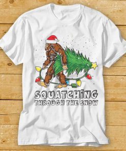 Santa Bigfoot Merry Squatching Through The Snow Christmas Tree Lights Sweater