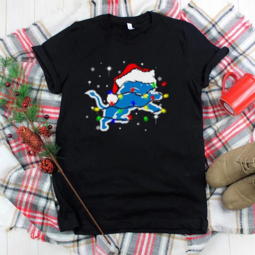 Santa Detroit Lions Logo Lights Christmas shirt