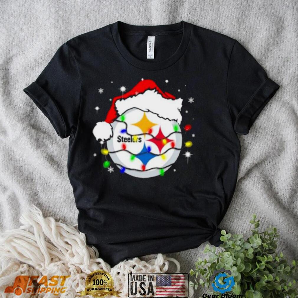 Santa Pittsburgh Steelers Logo Lights Christmas shirt