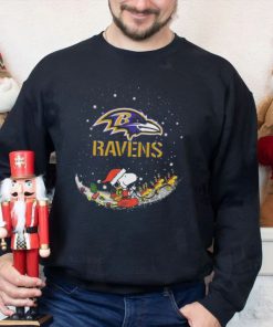 Santa Snoopy and Charlie Brown Baltimore Ravens 2022 merry christmas shirt