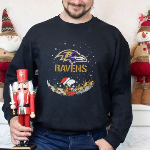 Santa Snoopy and Charlie Brown Baltimore Ravens 2022 merry christmas shirt