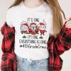 Three Santas Claus It’s Fine I’m Fine Everything Is Fine 4th Grade Crew Christmas Lights Sweater