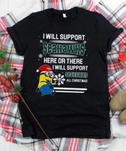 Wagner Seahawks Minion Support Here Or There All Christmas Christmas Sweatshirt