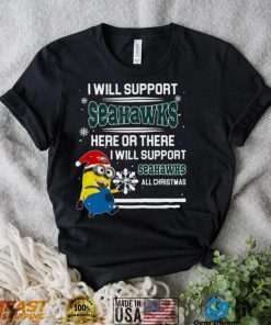 Wagner Seahawks Minion Support Here Or There All Christmas Christmas Sweatshirt