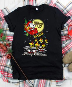 Wake Forest Demon Deacons Snoopy Santa Claus With Sleigh Christmas Sweatshirt
