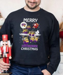 Western Illinois Leathernecks Minion Santa Claus With Sleigh Christmas Sweatshirt