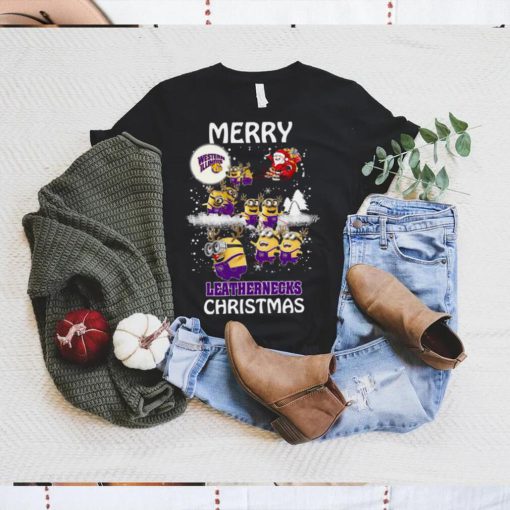 Western Illinois Leathernecks Minion Santa Claus With Sleigh Christmas Sweatshirt